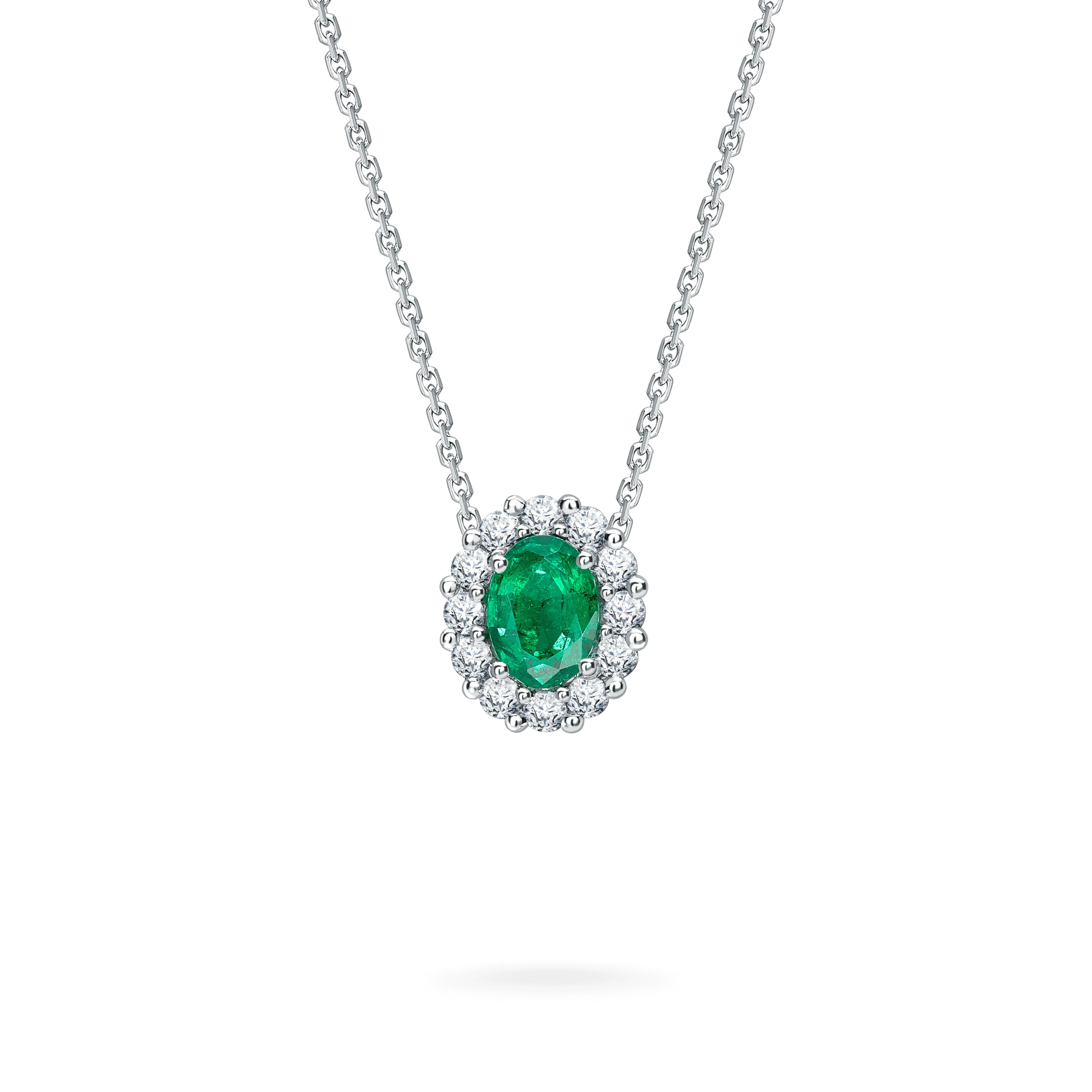 1735 Emerald Pendant | In Platinum with Diamonds