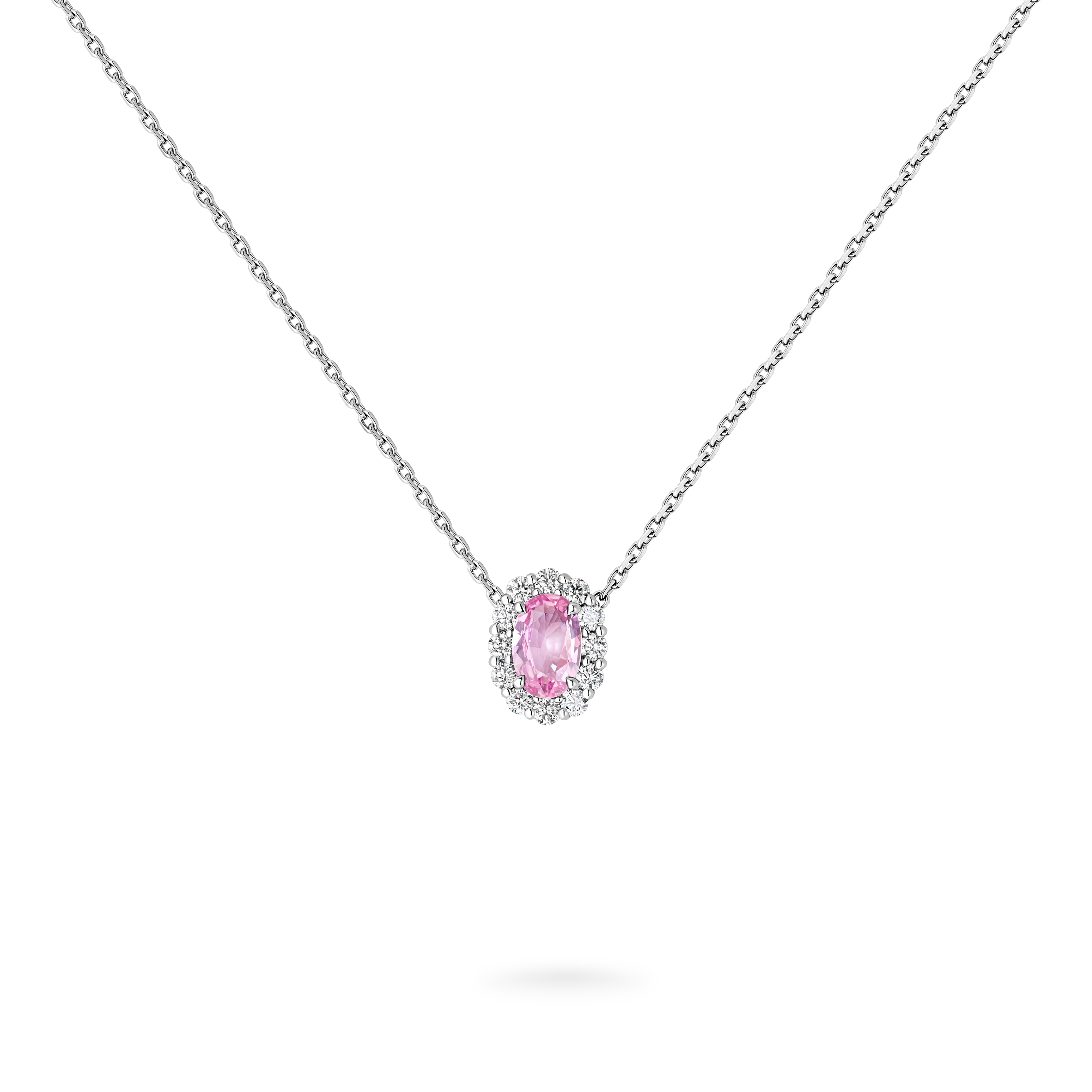 1735 Mini Icons Pink Sapphire Pendant | In Platinum with Diamonds