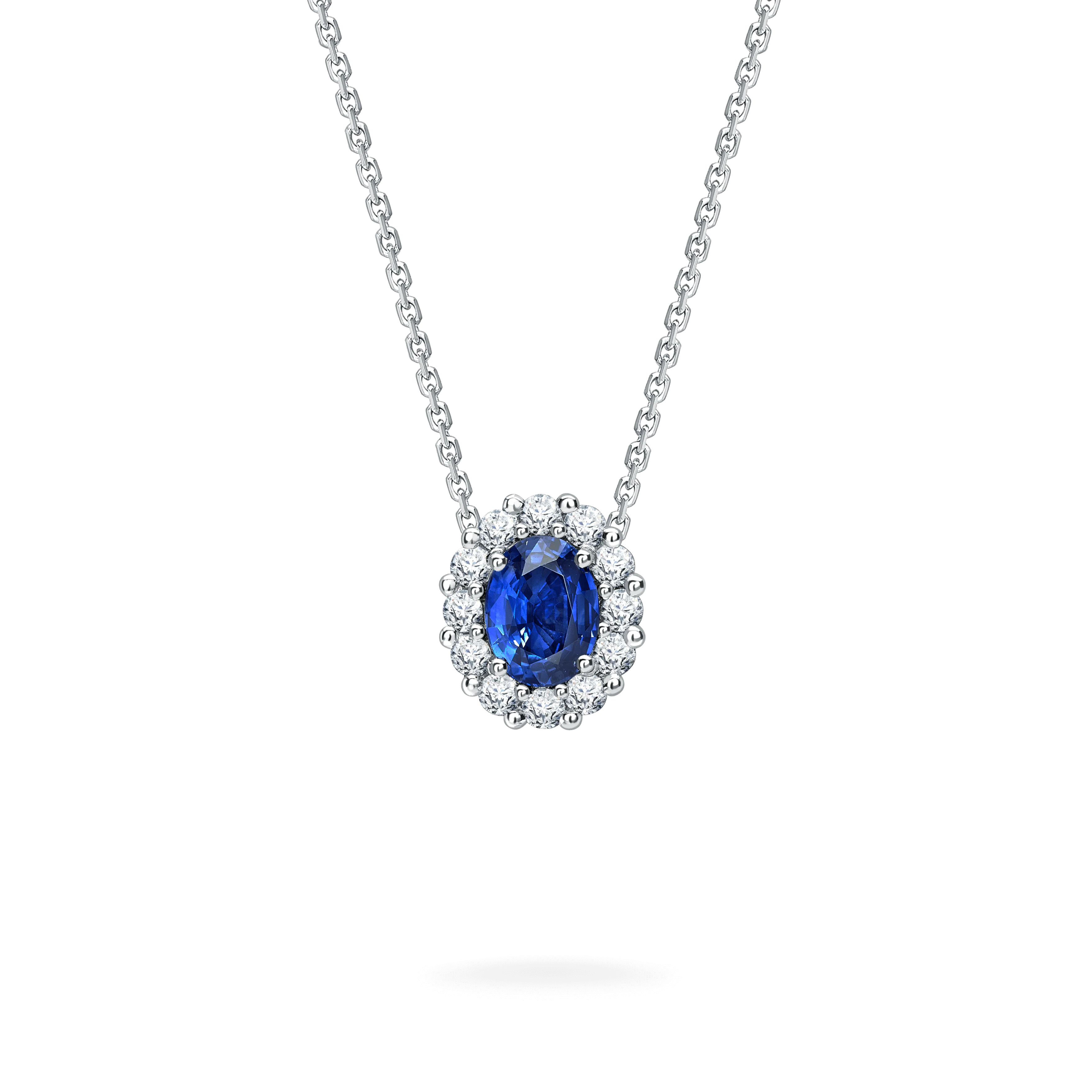 1735 Sapphire Pendant | In Platinum with Diamonds