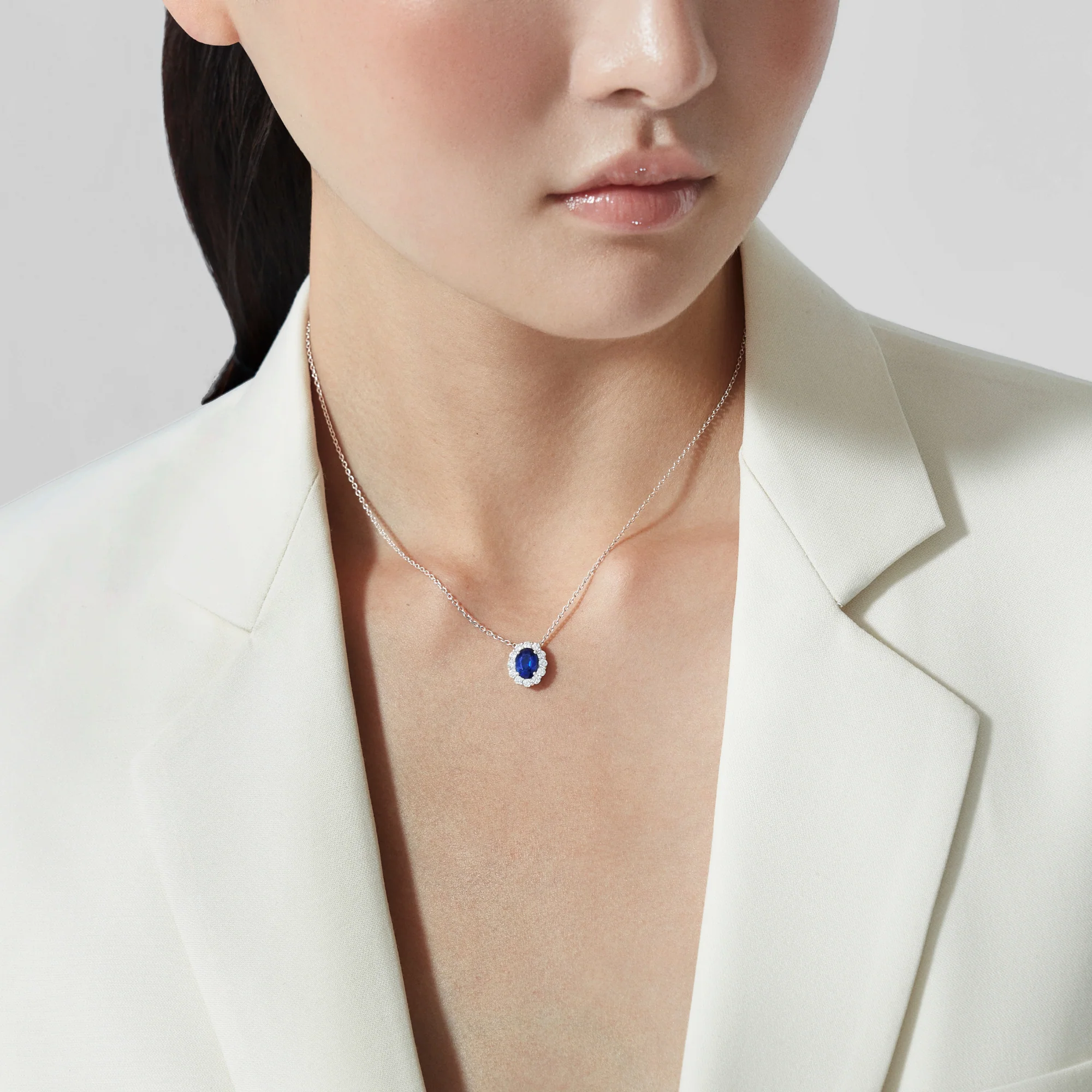 1735 Sapphire Pendant | In Platinum with Diamonds - Image 2