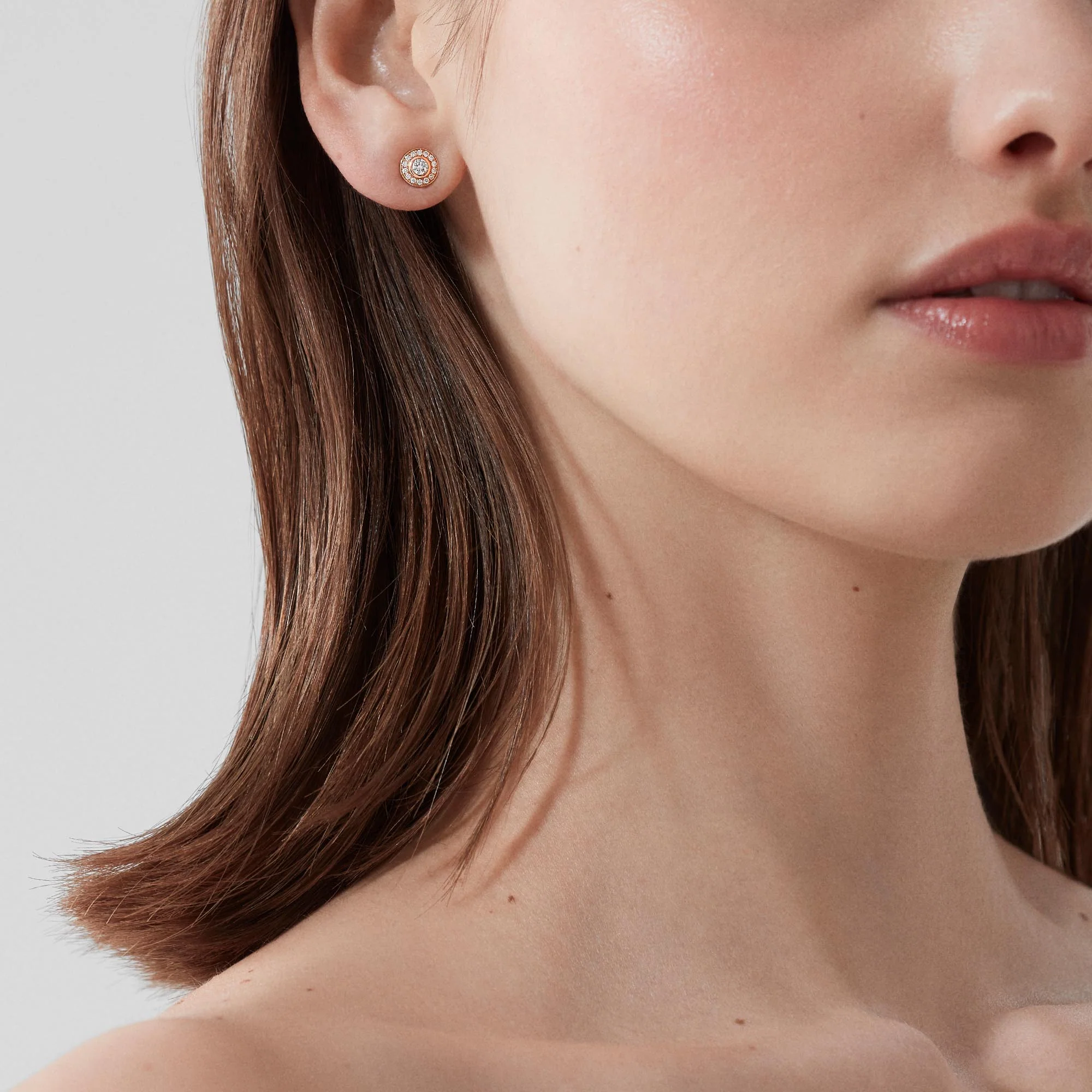 Albemarle Mini Icons Diamond Stud Earrings | In 18ct Rose Gold with White Diamonds - Image 2