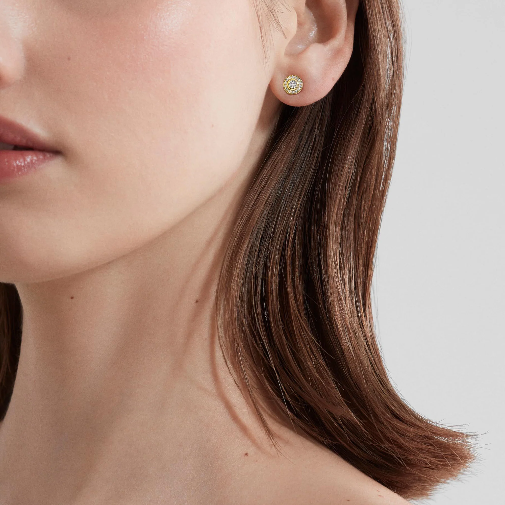 Albemarle Mini Icons Diamond Stud Earrings | In 18ct Yellow Gold with White Diamonds - Image 2