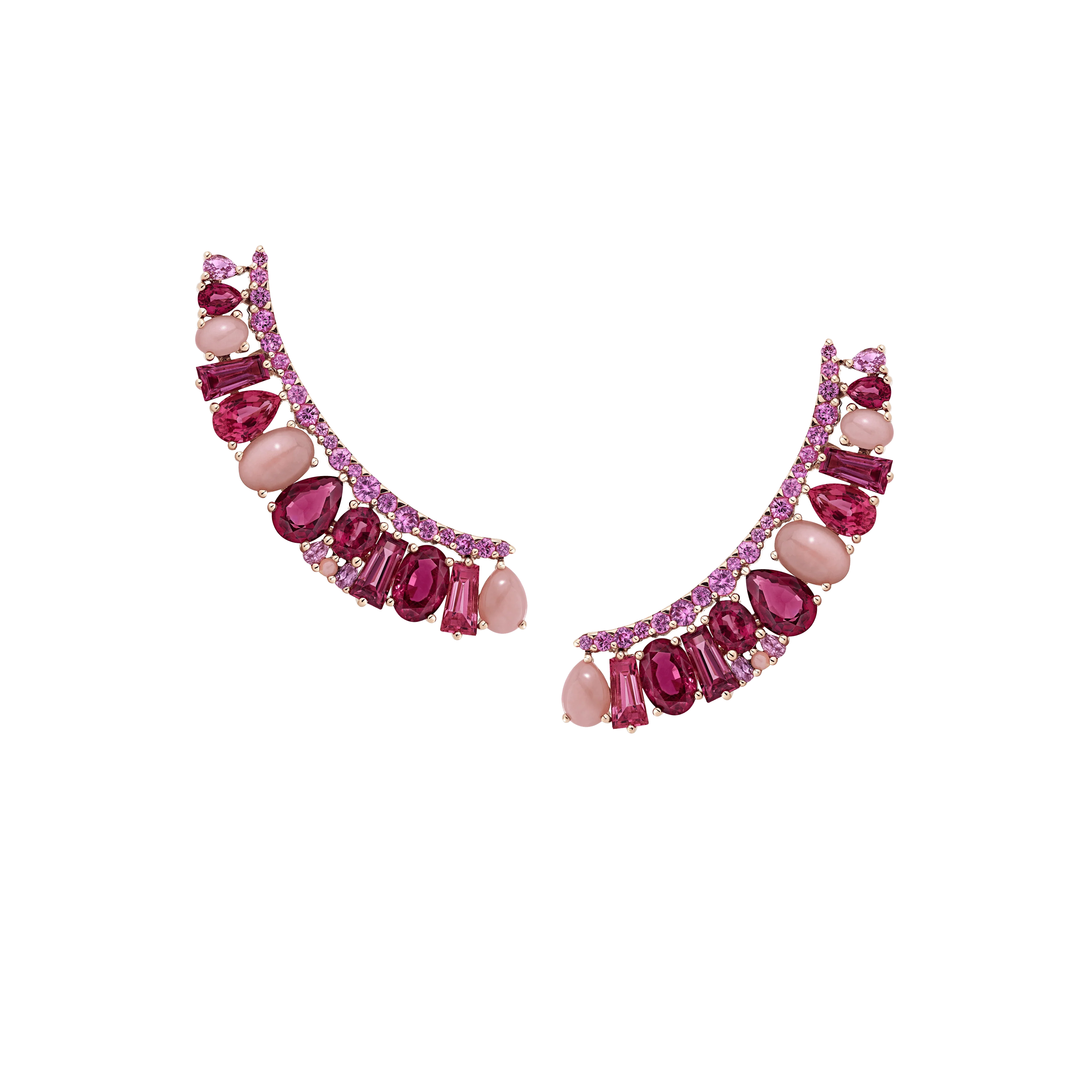 Blaze Pink Sapphire, Rubellite And Pink Opal Ear Climbers | In 18ct Rose Gold - Image 3