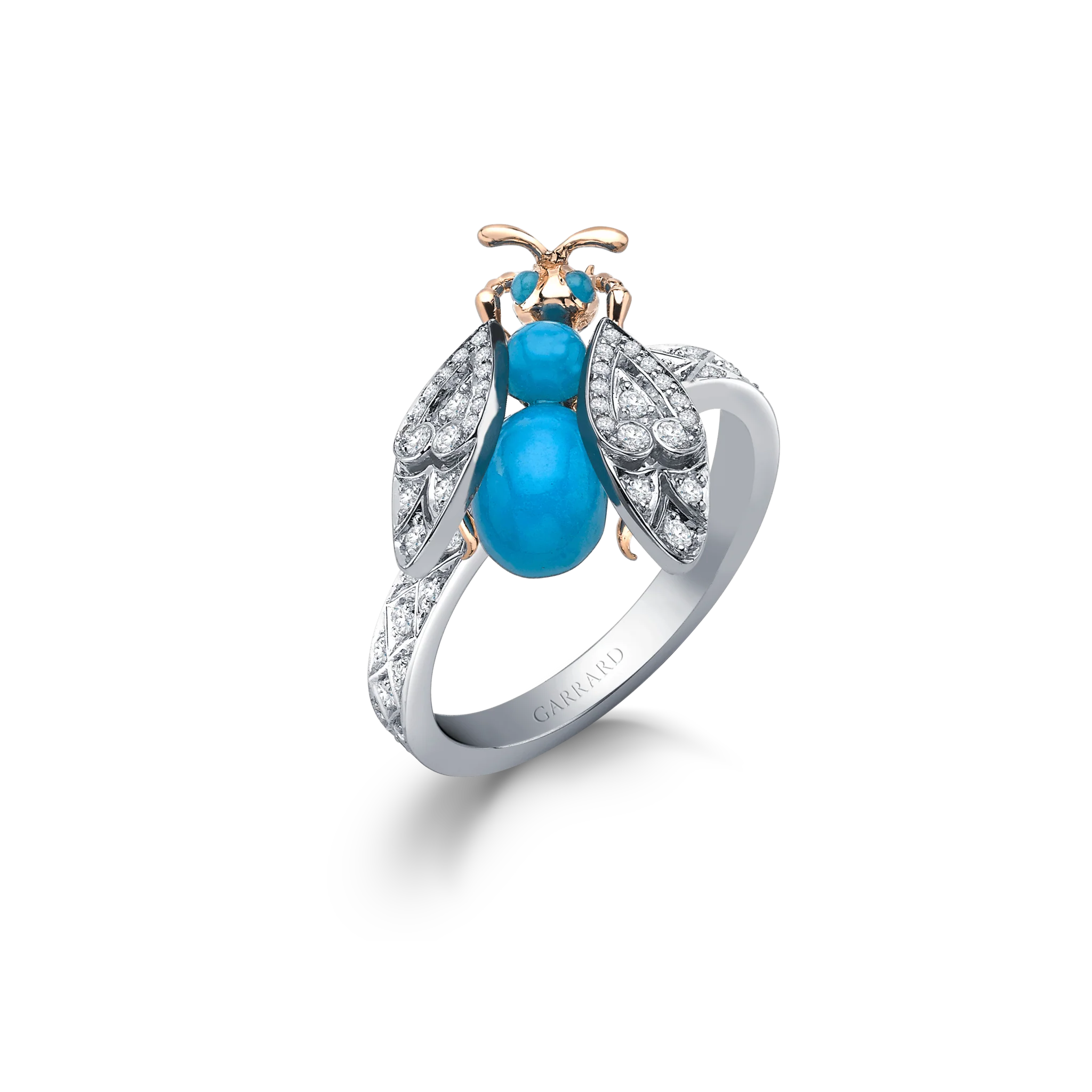 Enchanted Palace Bug Turquoise and Diamond Ring | In 18ct White Gold