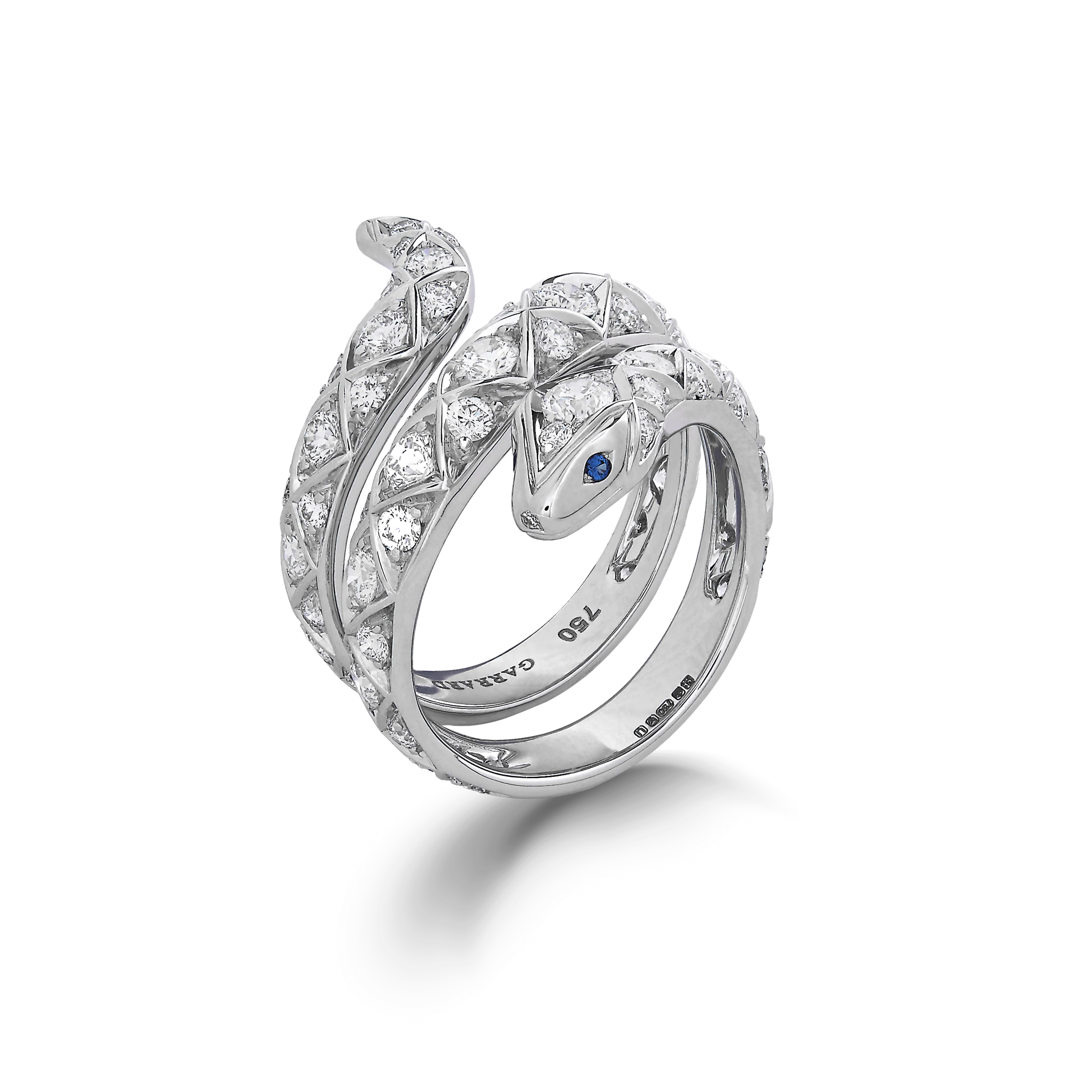 Enchanted Palace Serpent Diamond Ring | In 18ct White Gold with Blue Sapphires