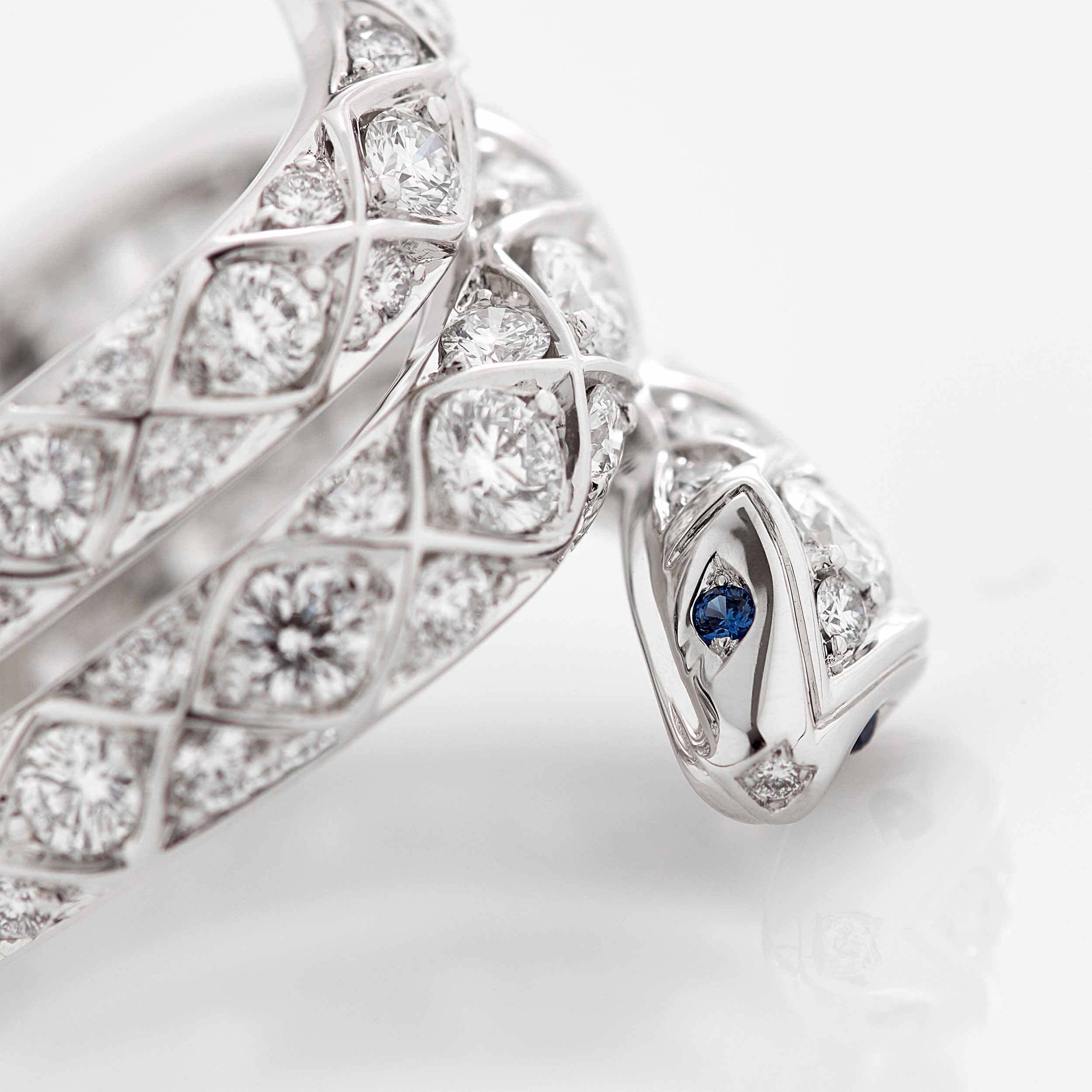 Enchanted Palace Serpent Diamond Ring | In 18ct White Gold with Blue Sapphires - Image 3