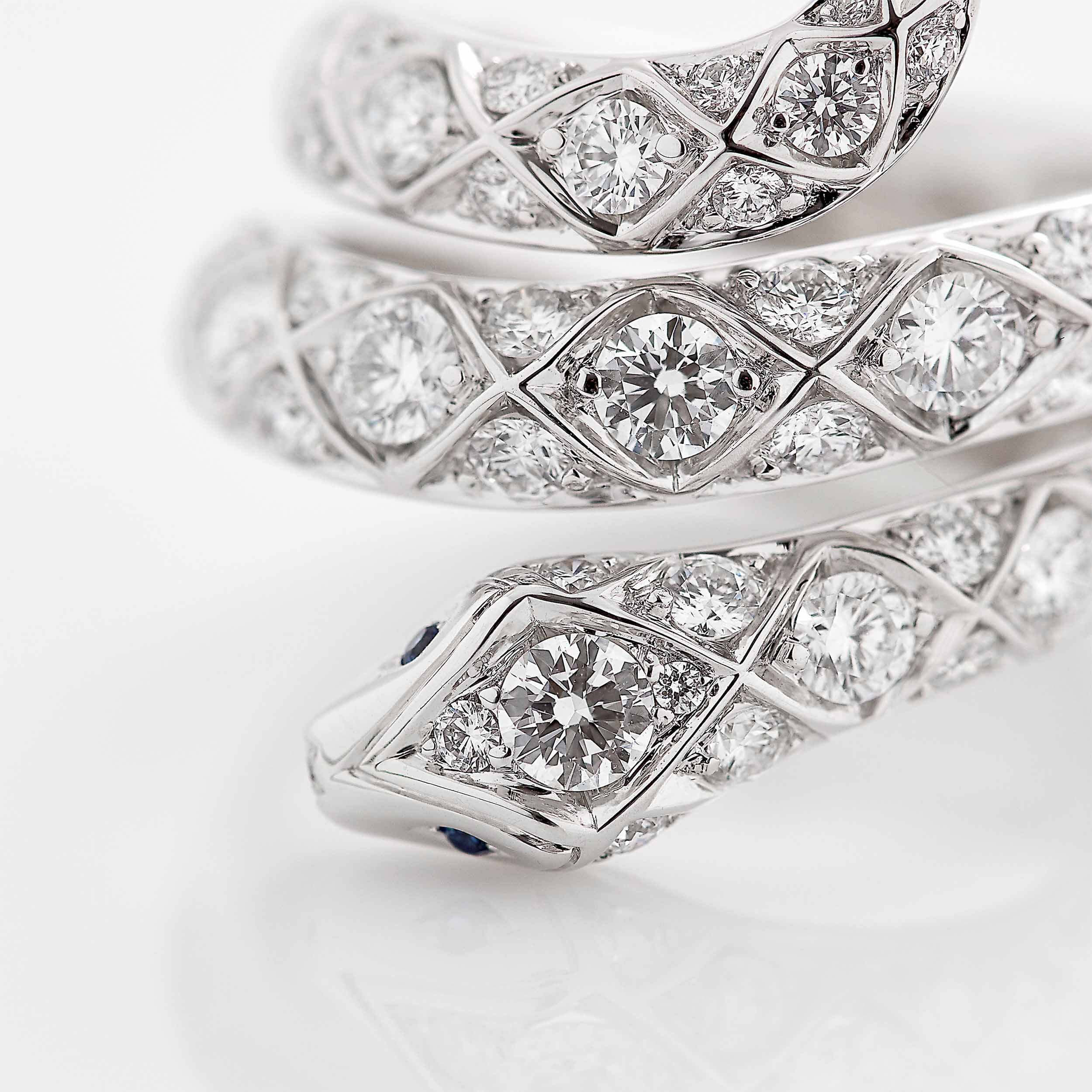 Enchanted Palace Serpent Diamond Ring | In 18ct White Gold with Blue Sapphires - Image 5