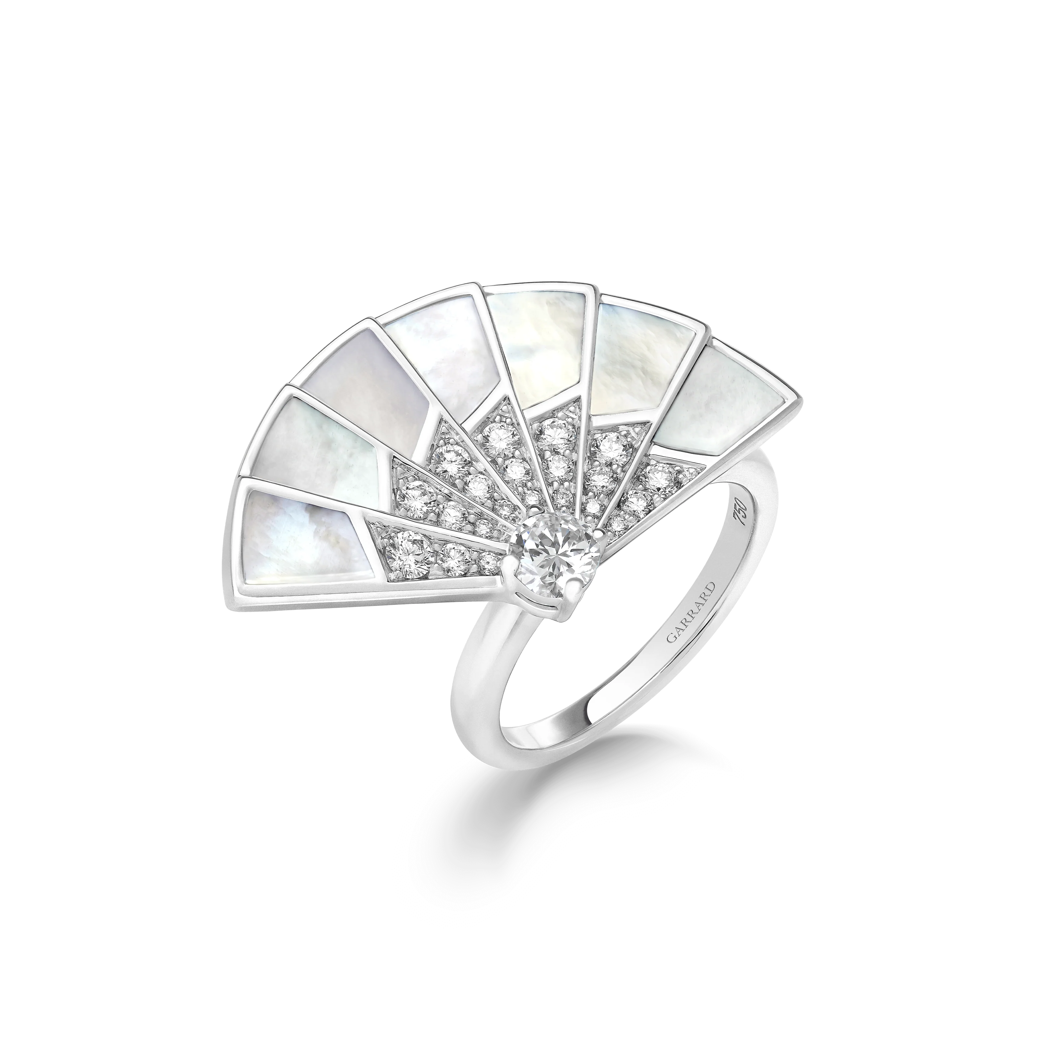 Fanfare Symphony Diamond and Mother of Pearl Ring | In 18ct White Gold