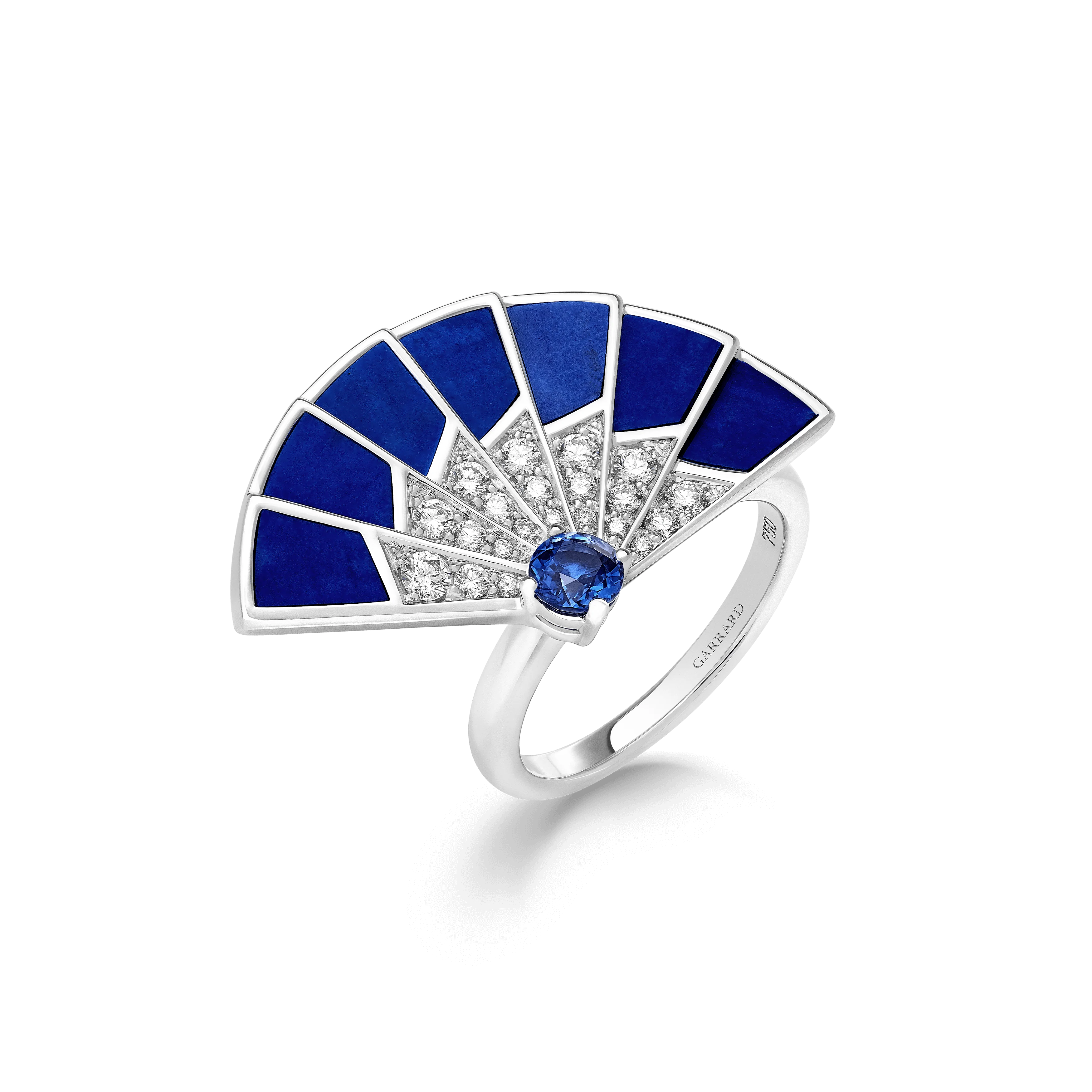 Fanfare Symphony Sapphire and Lapis Lazuli Ring | In 18ct White Gold with Diamonds