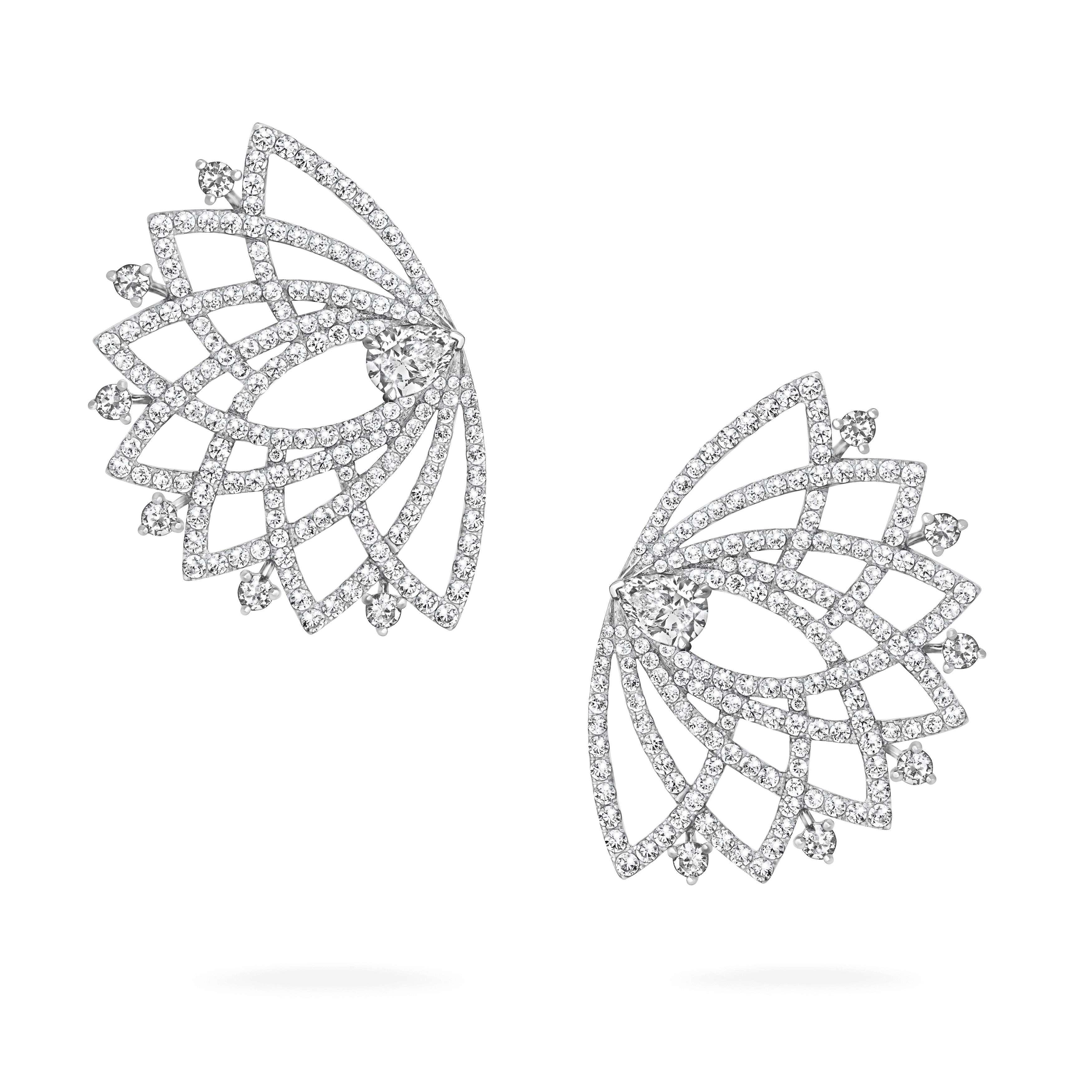Lotus Bloom Diamond Ear Climbers | In 18K White Gold