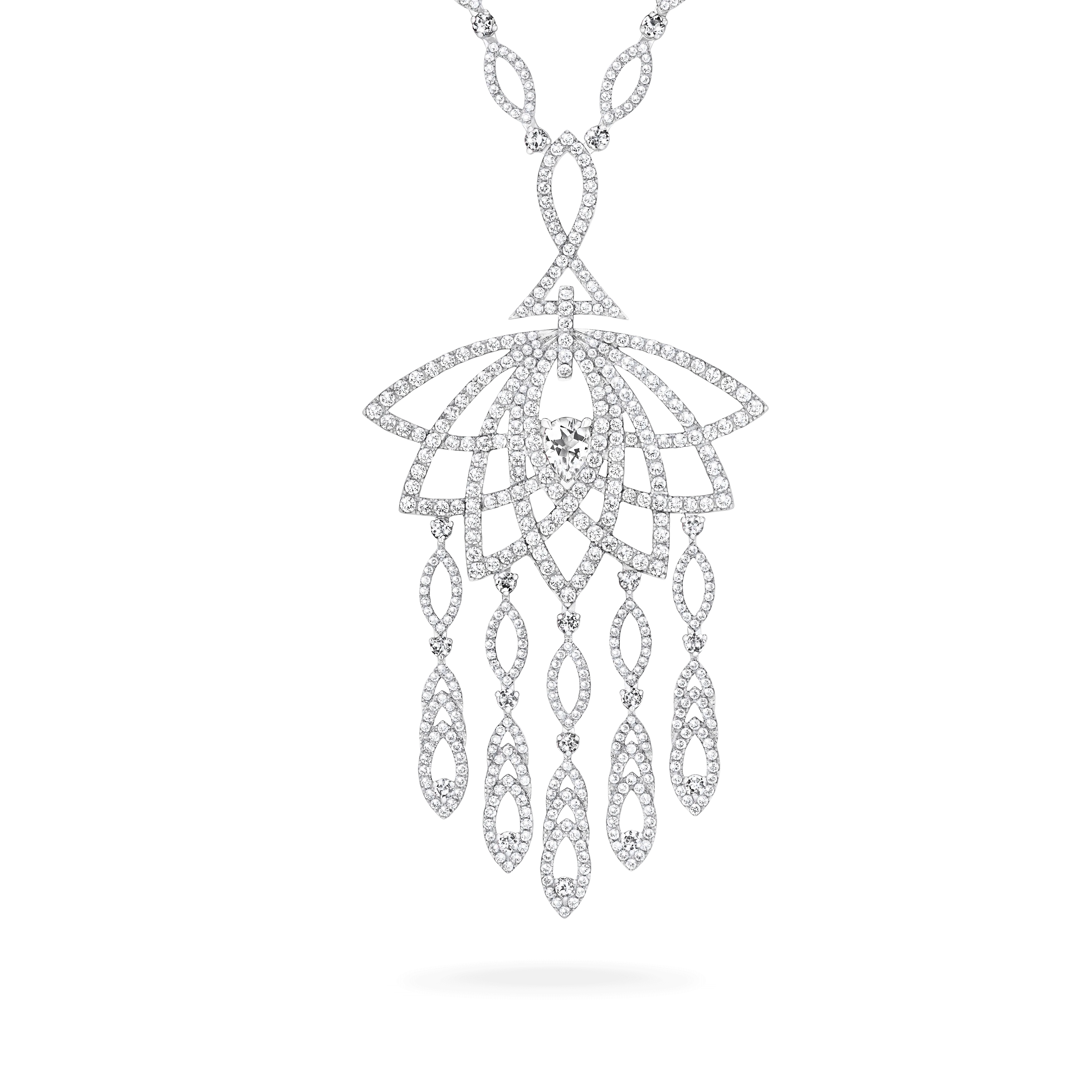 Lotus Bloom Diamond Slider Pendant | In 18K White Gold