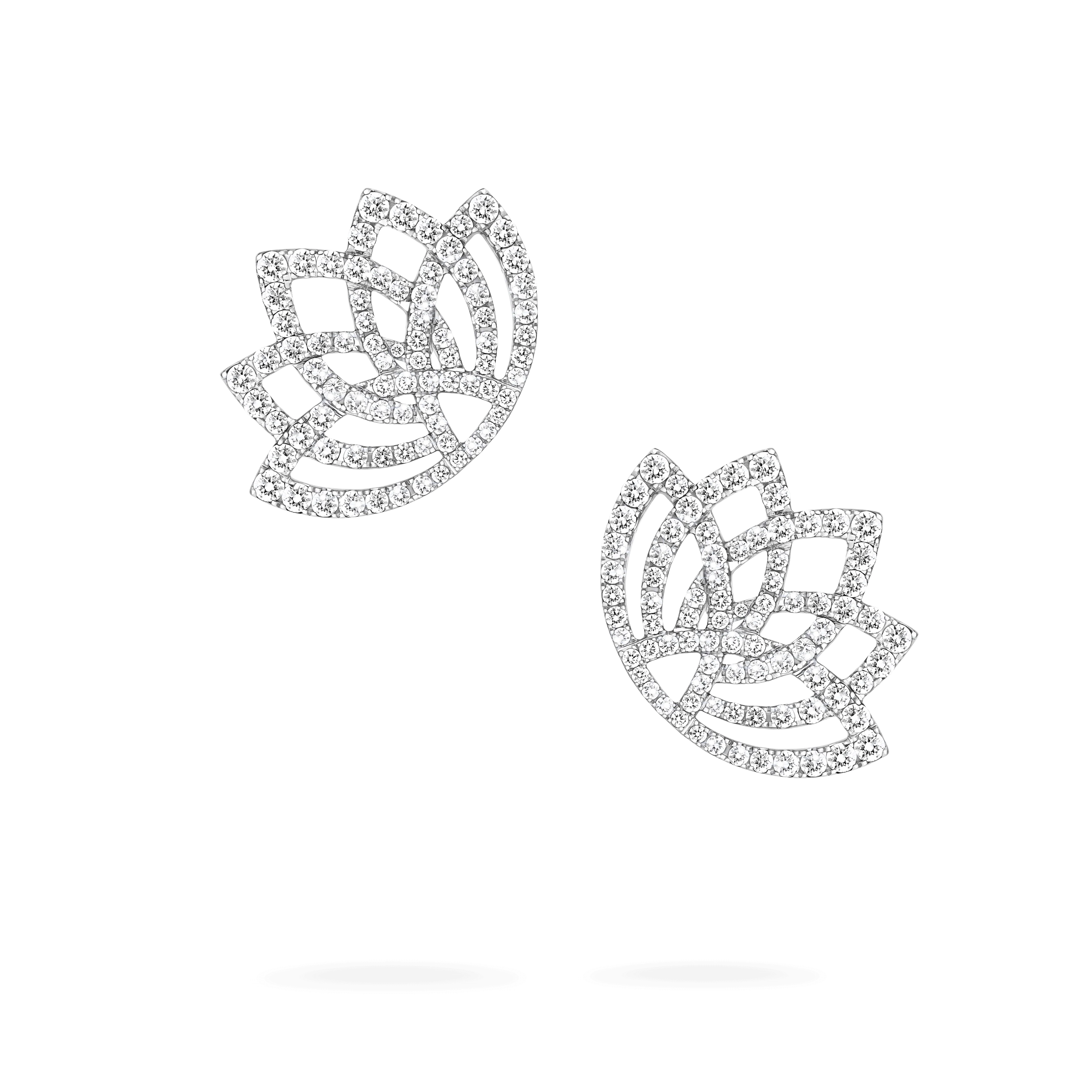 Lotus Flower Diamond Ear Climbers | In 18K White Gold