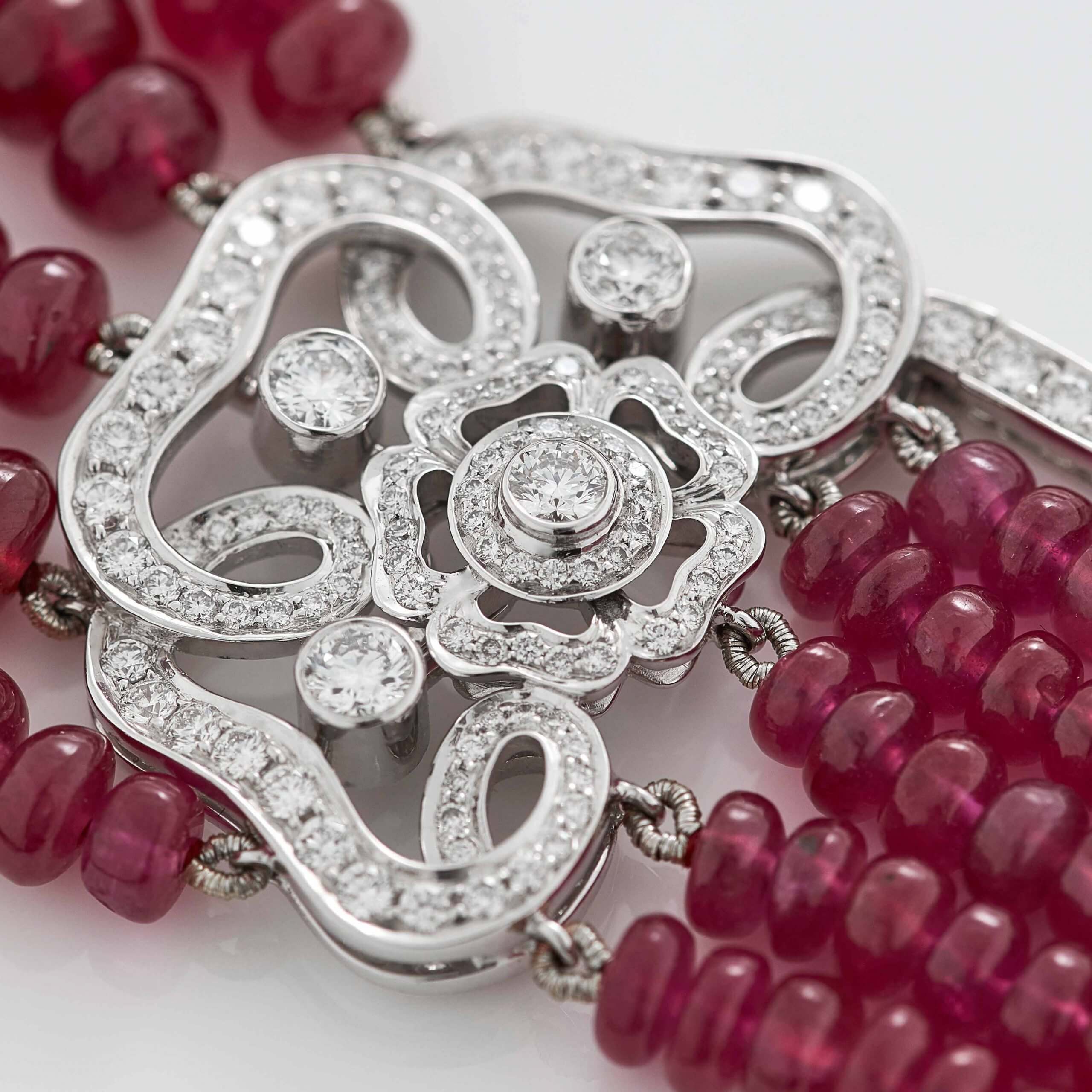 Red Rose High Jewellery Ruby and Diamond Necklace | In 18ct White Gold - Image 3