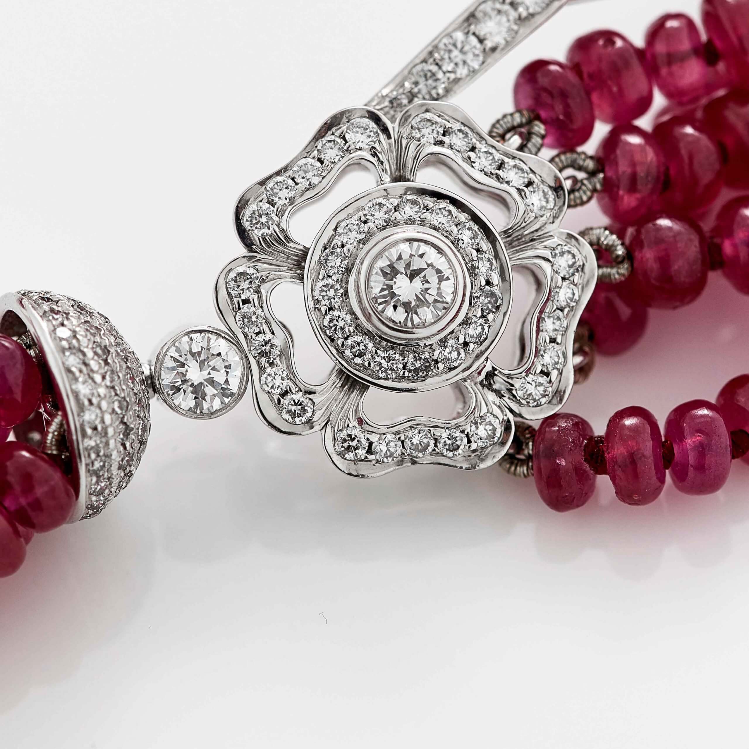 Red Rose High Jewellery Ruby and Diamond Necklace | In 18ct White Gold - Image 4