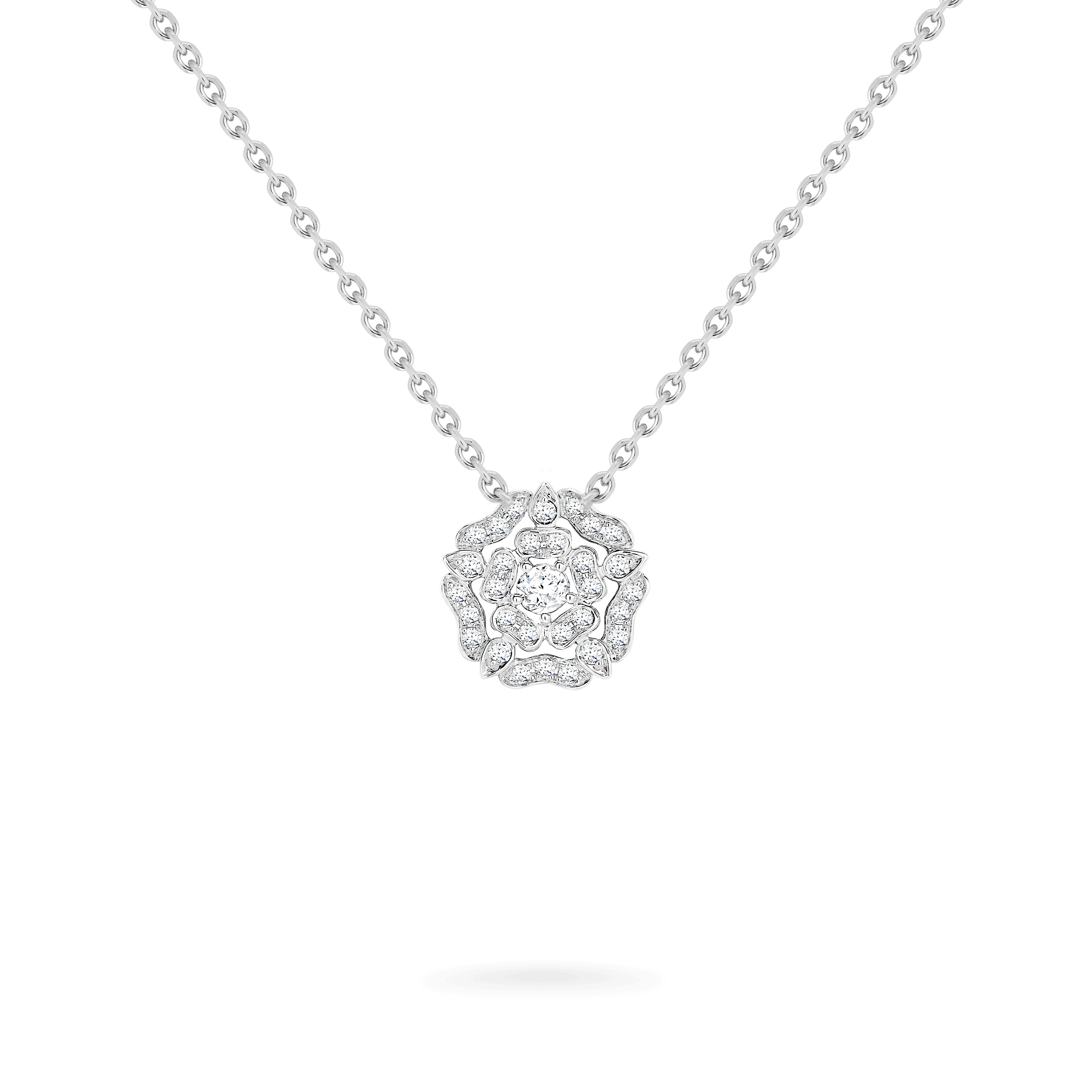 Tudor Rose Mini Icons Diamond Pendant  | In 18ct White Gold