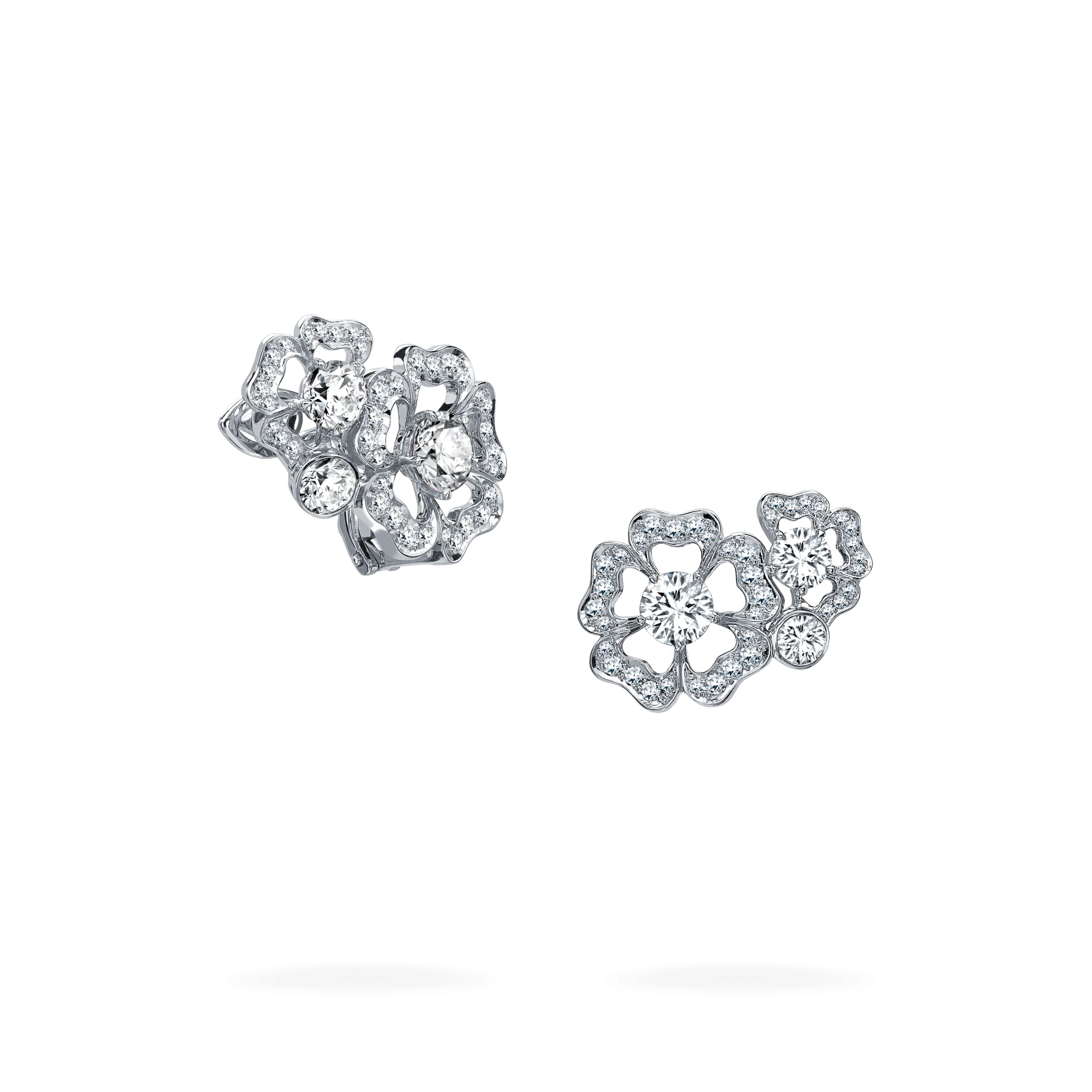 Tudor Rose Petal Diamond Ear Climbers | In 18ct White Gold