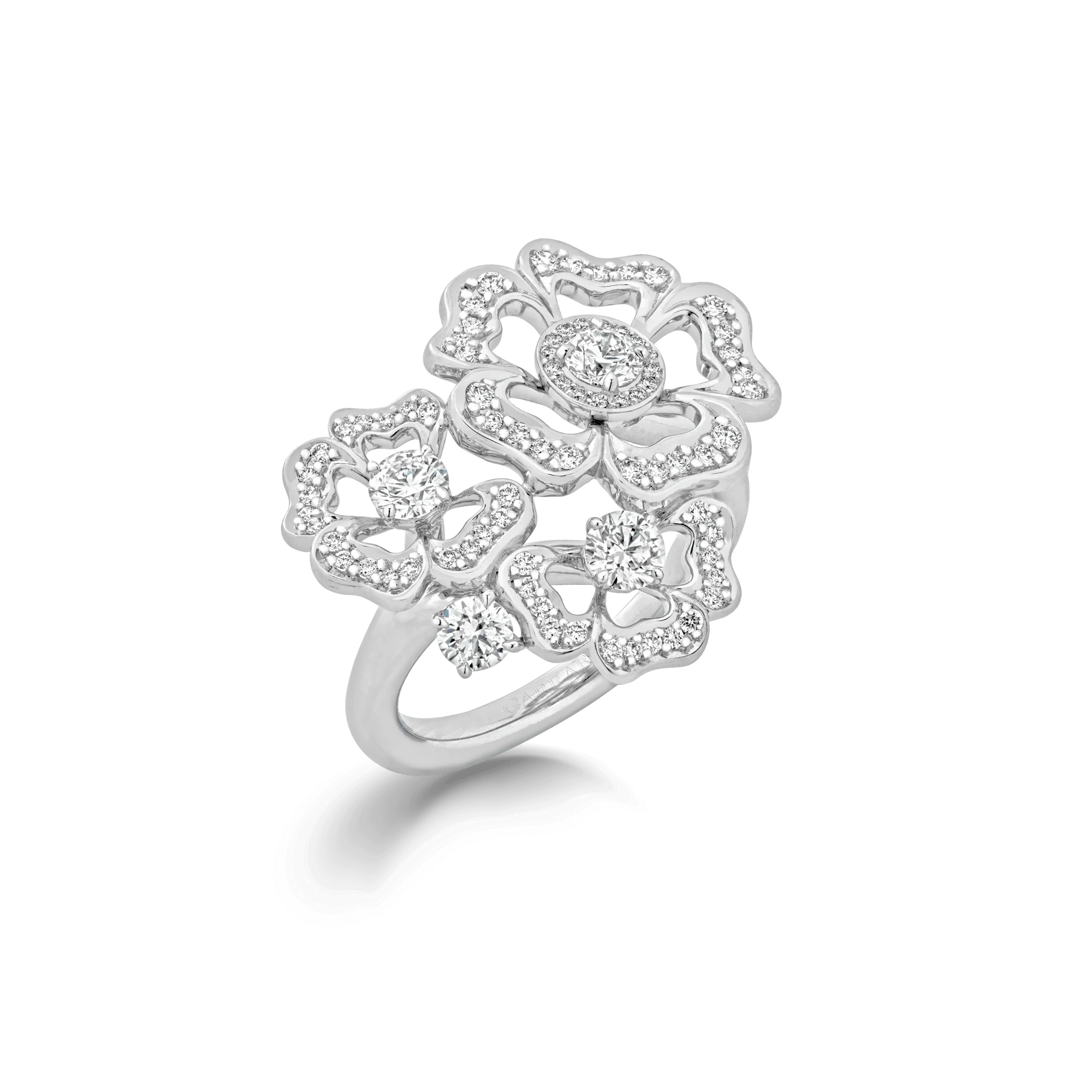 Tudor Rose Petal Diamond Ring | In 18ct White Gold