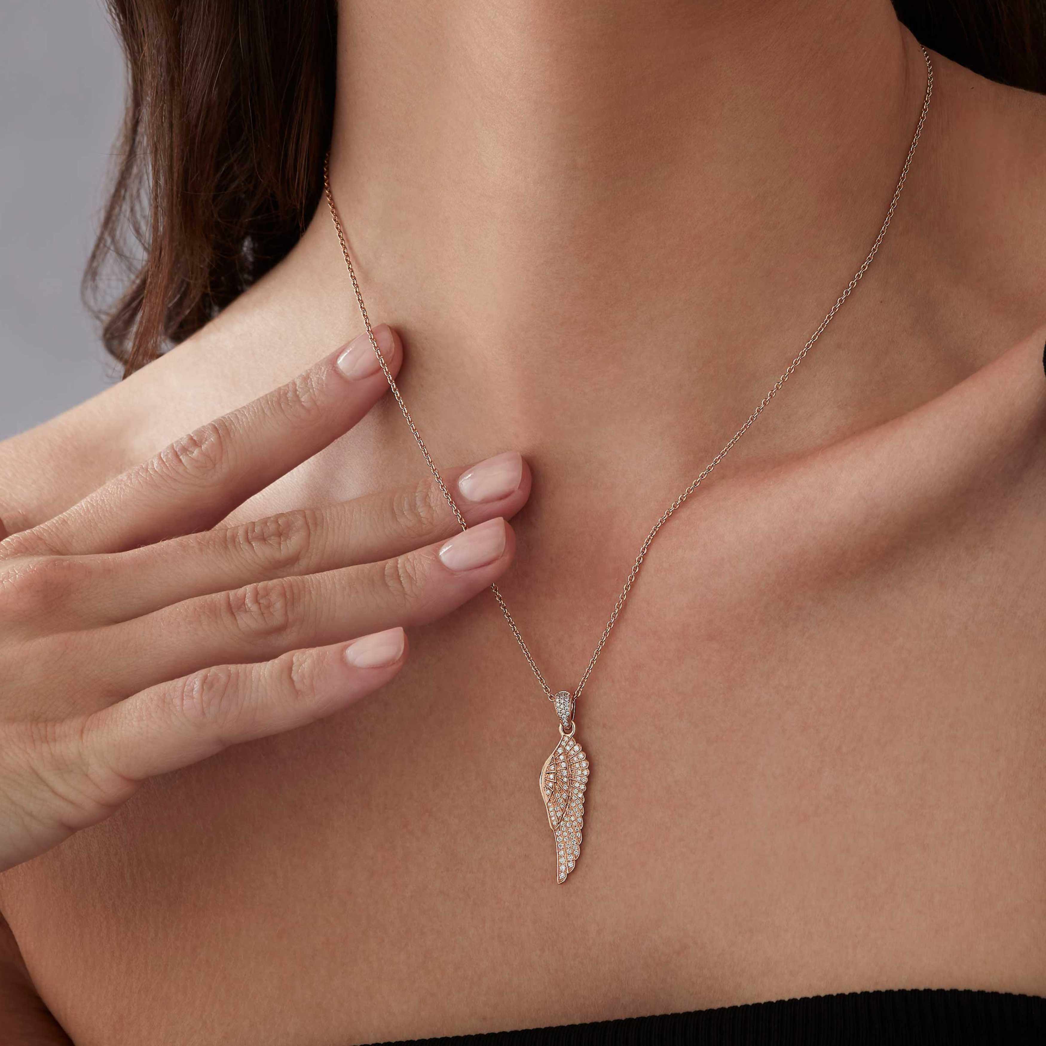 Wings Classic Mini Icons Diamond Pendant | In 18ct Rose Gold - Image 3