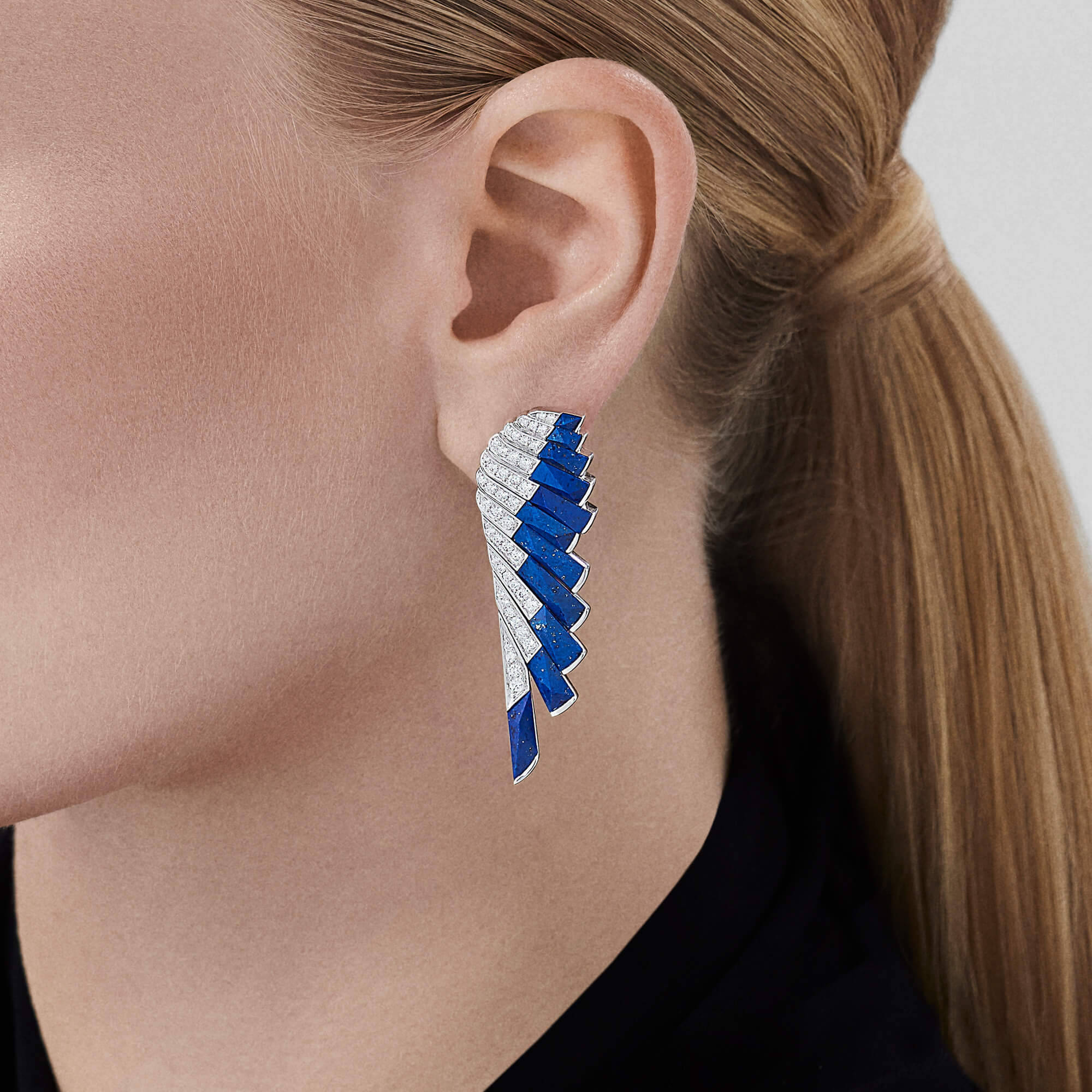 Wings Rising Lapis Lazuli and Diamond Earrings | In 18ct White Gold - Image 2