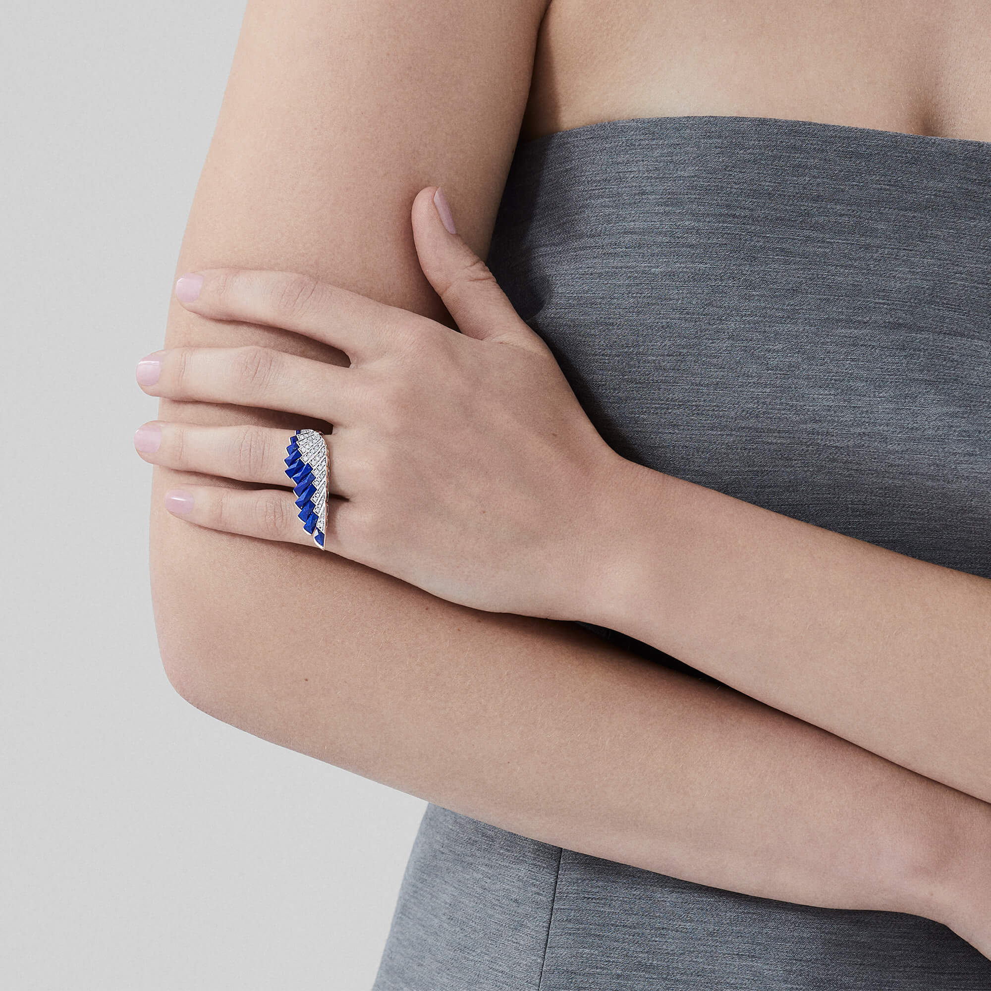 Wings Rising Lapis Lazuli and Diamond Ring | In 18ct White Gold - Image 2
