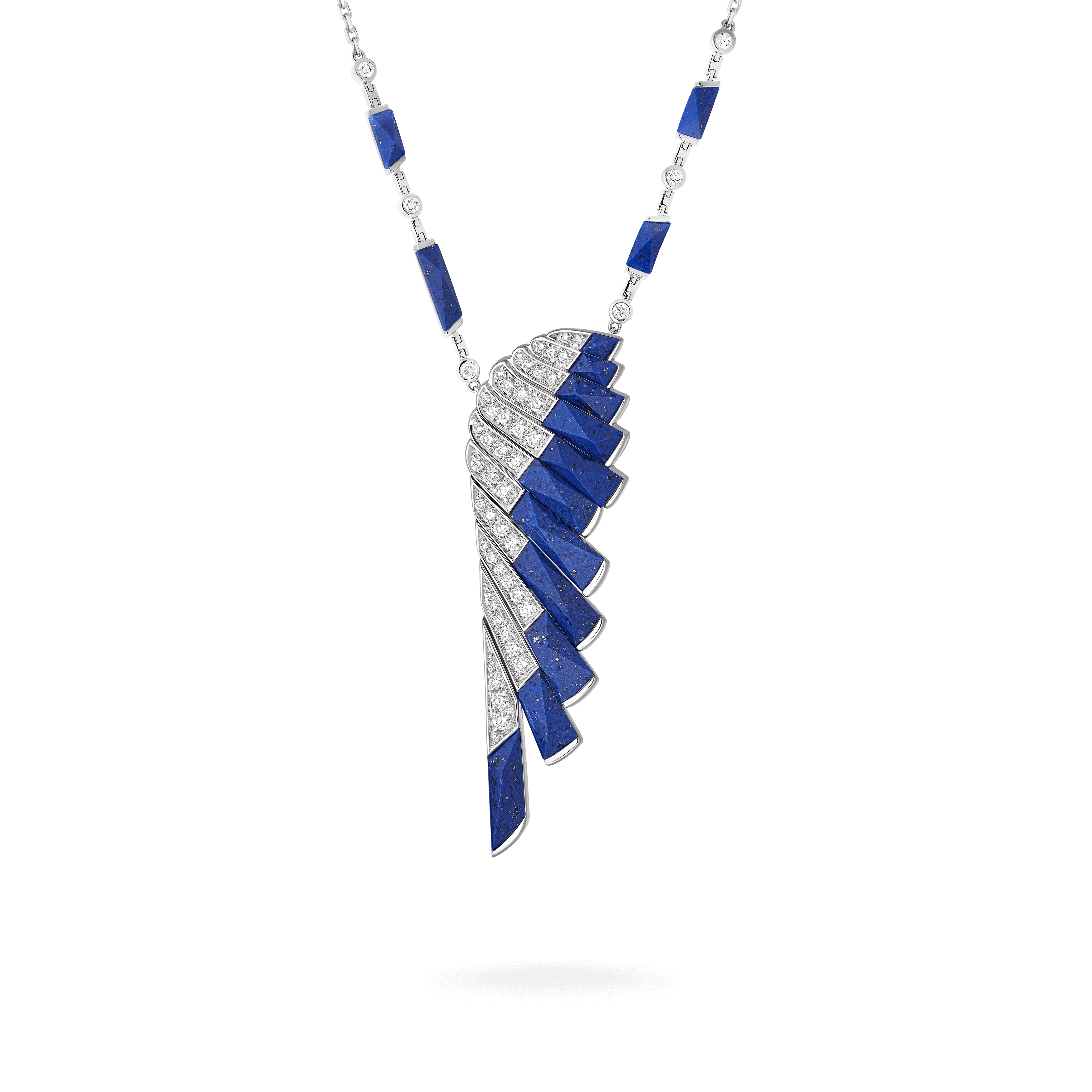Wings Rising Lapis Lazuli and Diamond Slider Pendant | In 18ct White Gold