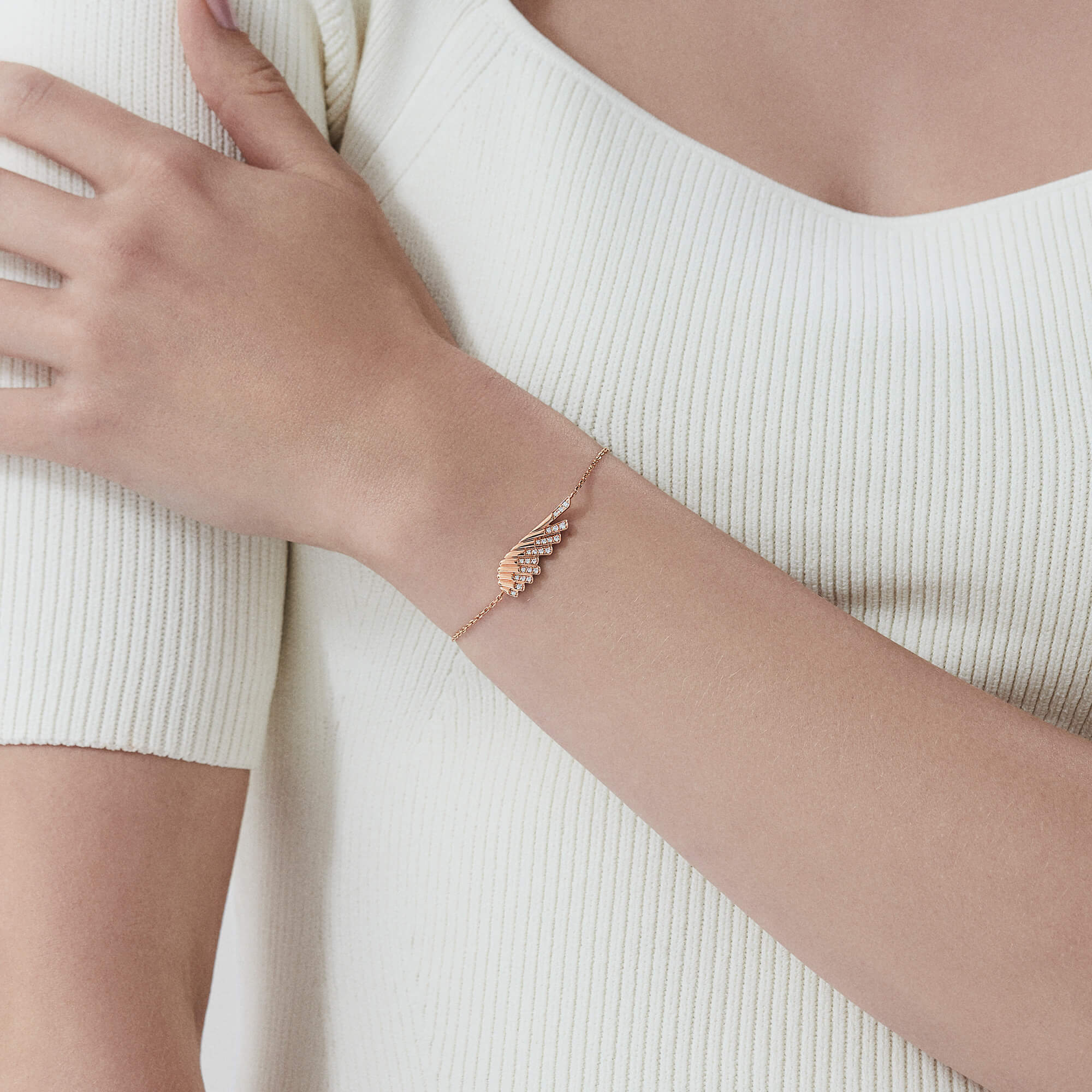 Wings Rising Mini Icons Diamond Bracelet | In 18ct Rose Gold - Image 2