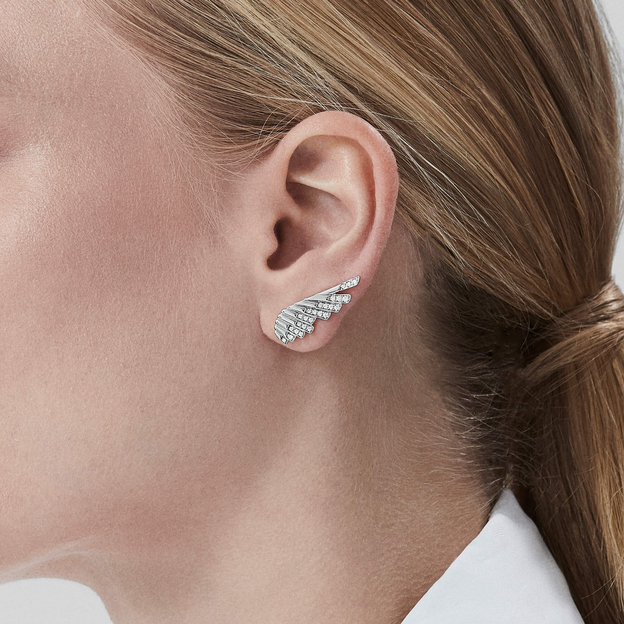 Wings Rising Mini Icons Diamond Ear Climbers | In 18ct White Gold - Image 2