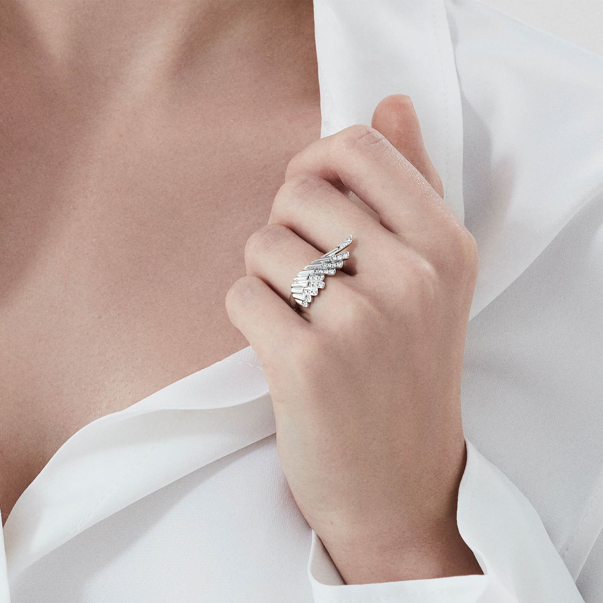 Wings Rising Mini Icons Diamond Ring | In 18ct White Gold - Image 2